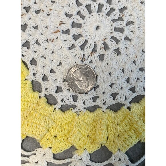 Vintage Yellow & White Crochet Doilies Set - Handmade Home Decor - Picture 6 of 11